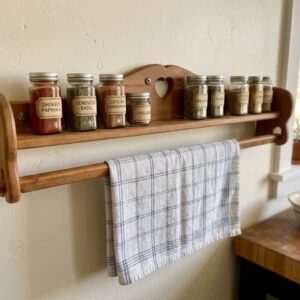 Vintage Solid Wood Wall Shelf with Heart Cutout & Towel Bar